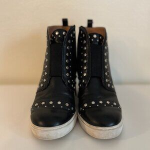 Paolo Black Ankle Boots with Silver Studs